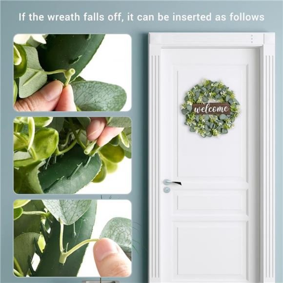 Welcome Sign Wreath 16'' Rustic Round Hanging Door Decor Outdoor Indoor - Picture 5 of 8